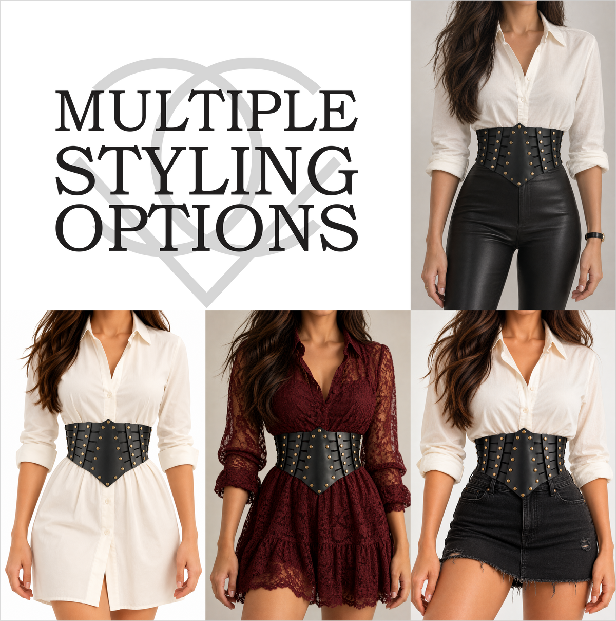 Women’s Black Studded Corset Waist Belt
