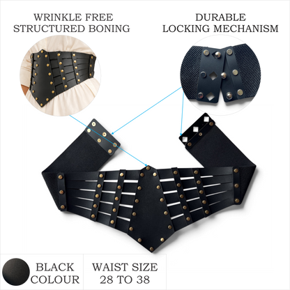 Women’s Black Studded Corset Waist Belt