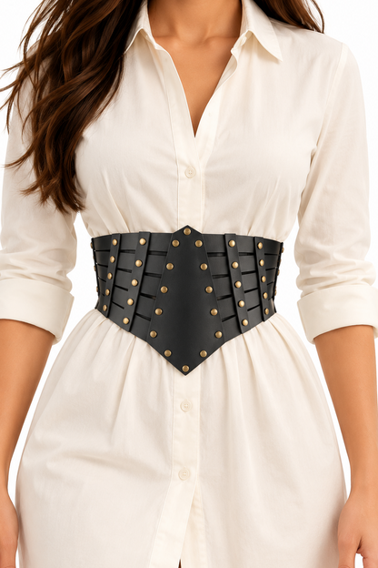 Women’s Black Studded Corset Waist Belt