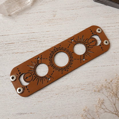 Leather Statement Cutwork Reversible Cuff Bracelet - Black and Camel