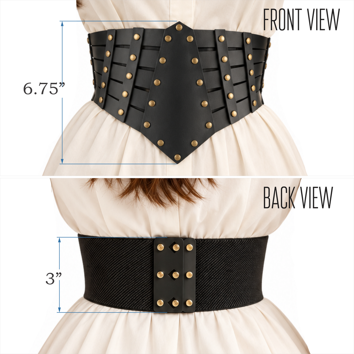 Women’s Black Studded Corset Waist Belt