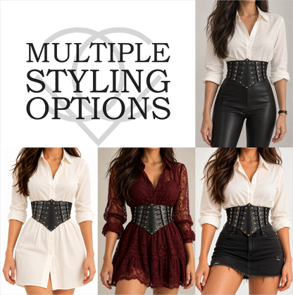 Women’s Black Studded Corset Waist Belt