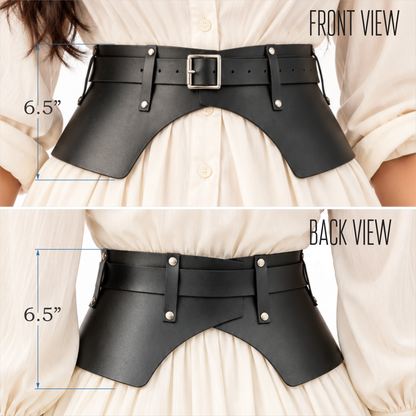 Women’s Black PU Leather Peplum Belt with Buckle