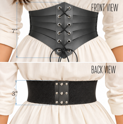 Women’s Black Lace-Up Corset Waist Belt