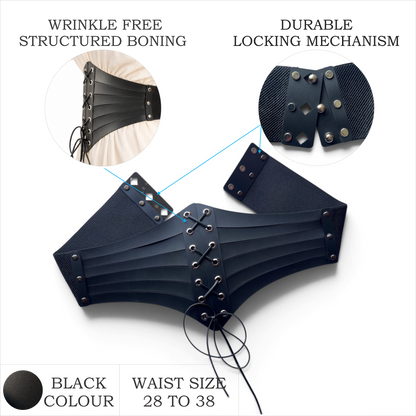 Women’s Black Lace-Up Corset Waist Belt